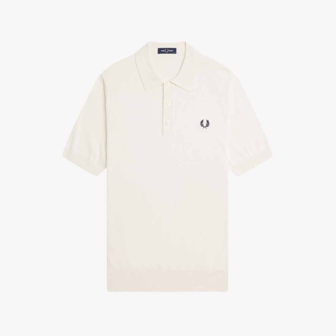 Fred Perry Cotton Knitted Shirt - Ecru