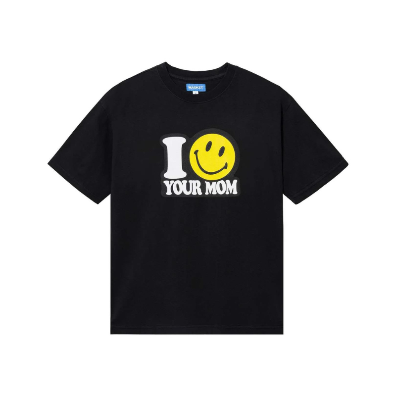 Market Smiley Your Mom T-Shirt - Black
