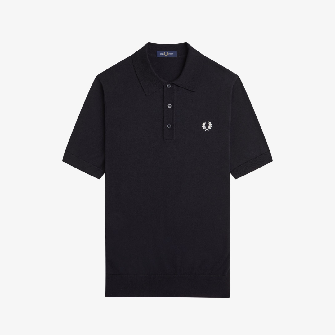 Fred Perry Cotton Knitted Shirt - Black