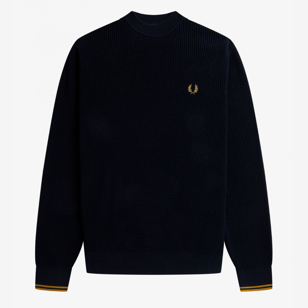 Fred Perry Waffle Stitch Jumper - Navy