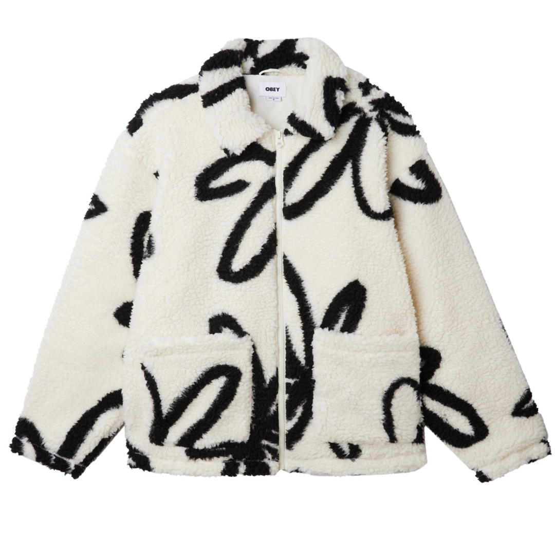 Obey Portions Sherpa Jacket - Unbleached Multi