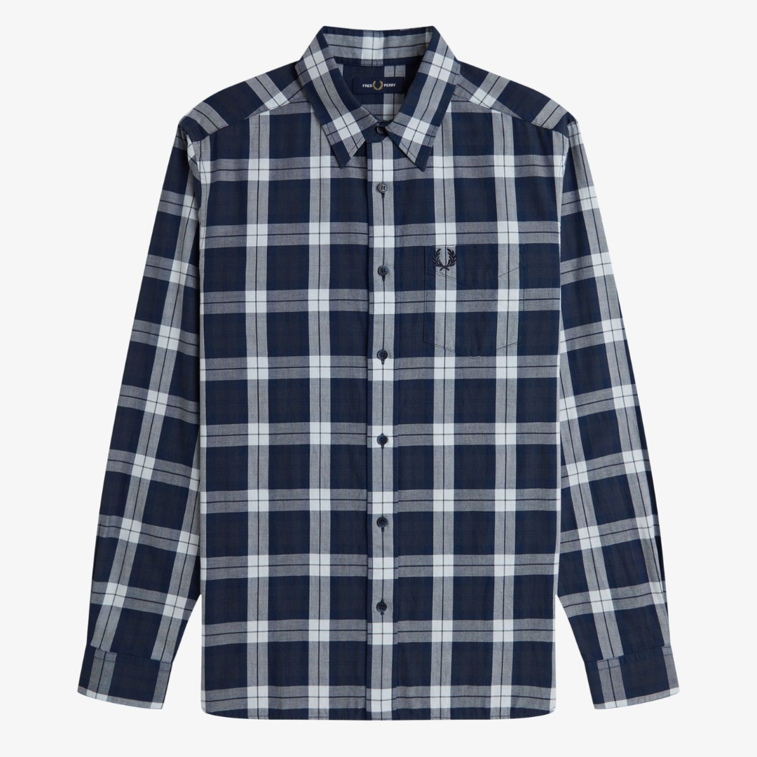 Fred Perry Tartan Twill Shirt - Dark Airforce