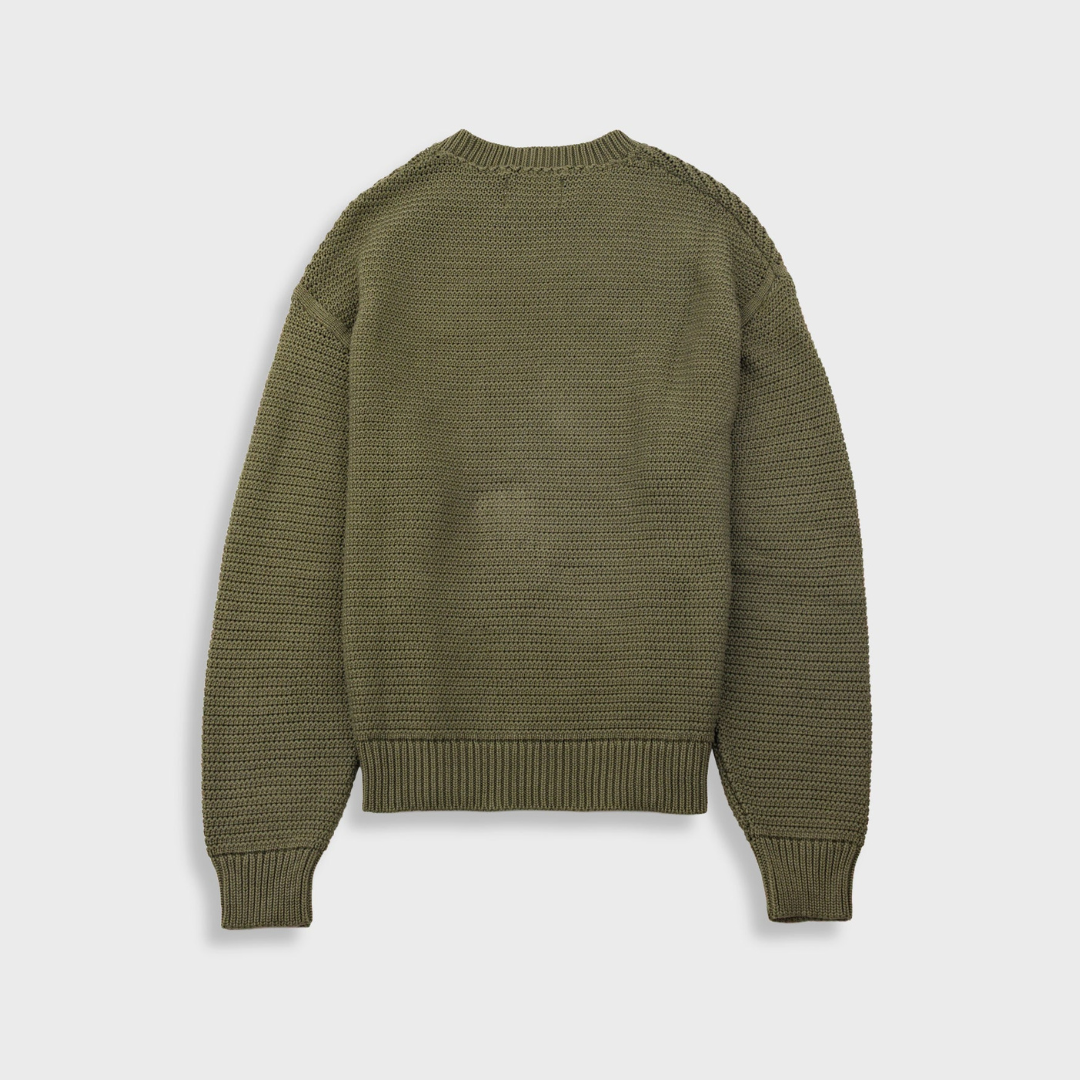 Folk Drop Shoulder Crew - Olive