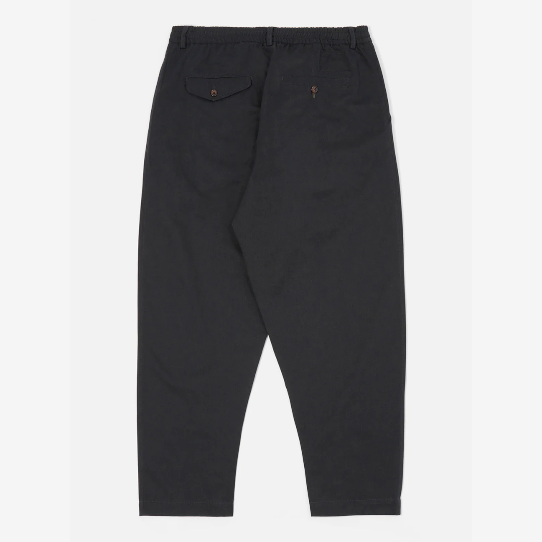 Universal Works Pleated Track Pant - Black Twill