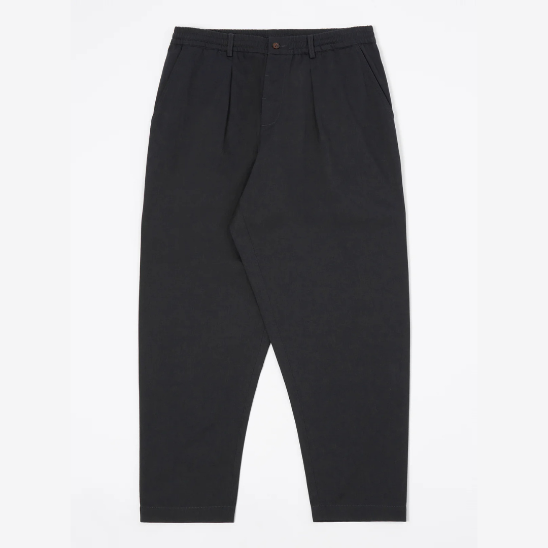 Universal Works Pleated Track Pant - Black Twill