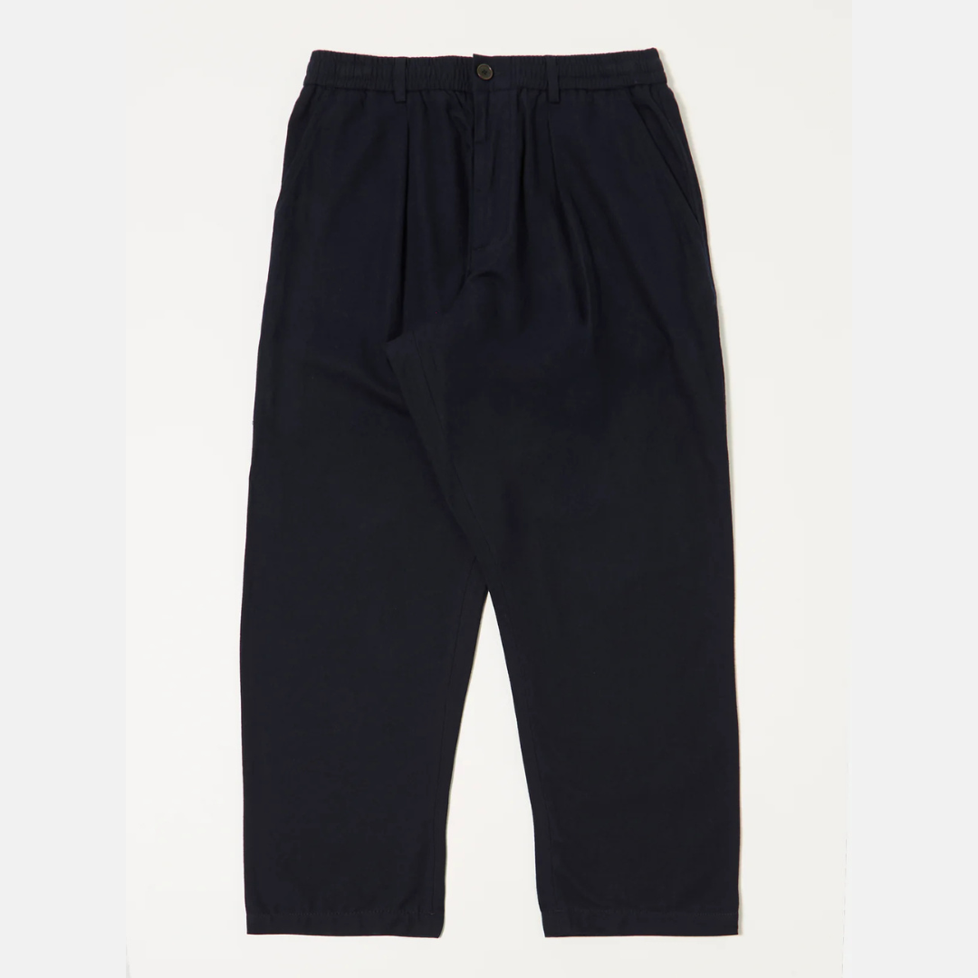 Universal Works Pleated Track Pant - Navy Moleskin