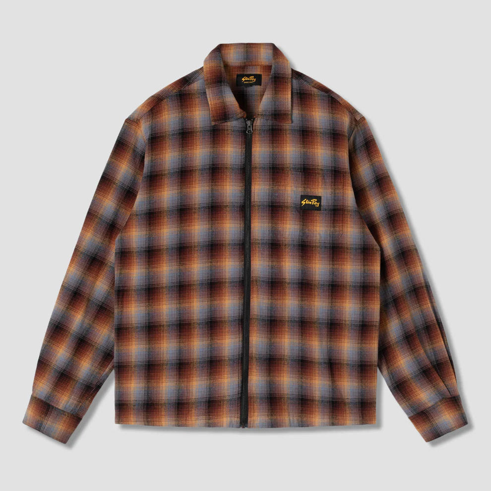 Stan Ray Zip Shirt - Brown / Blue