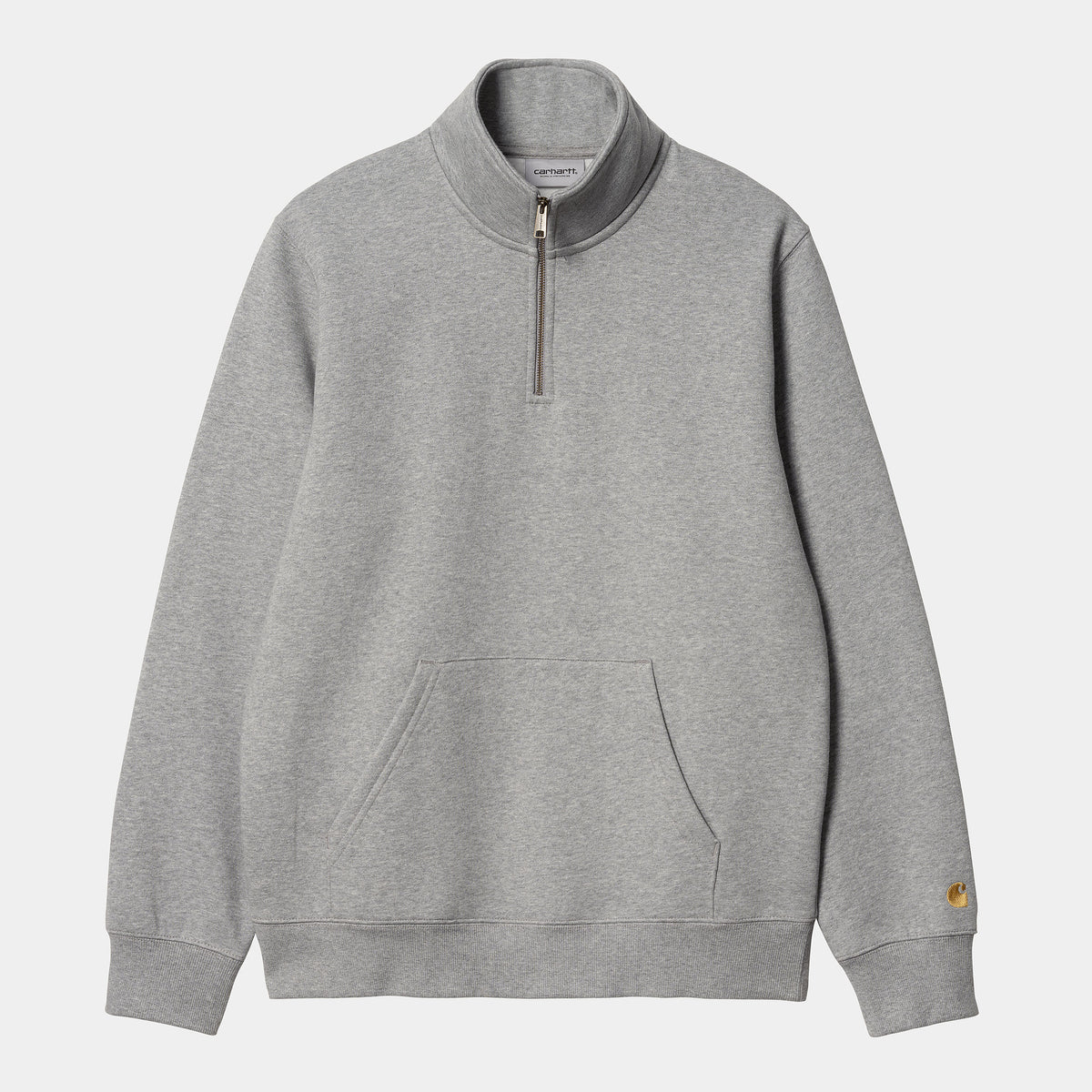 Carhartt WIP Chase Zip Neck - Grey Heather / Gold