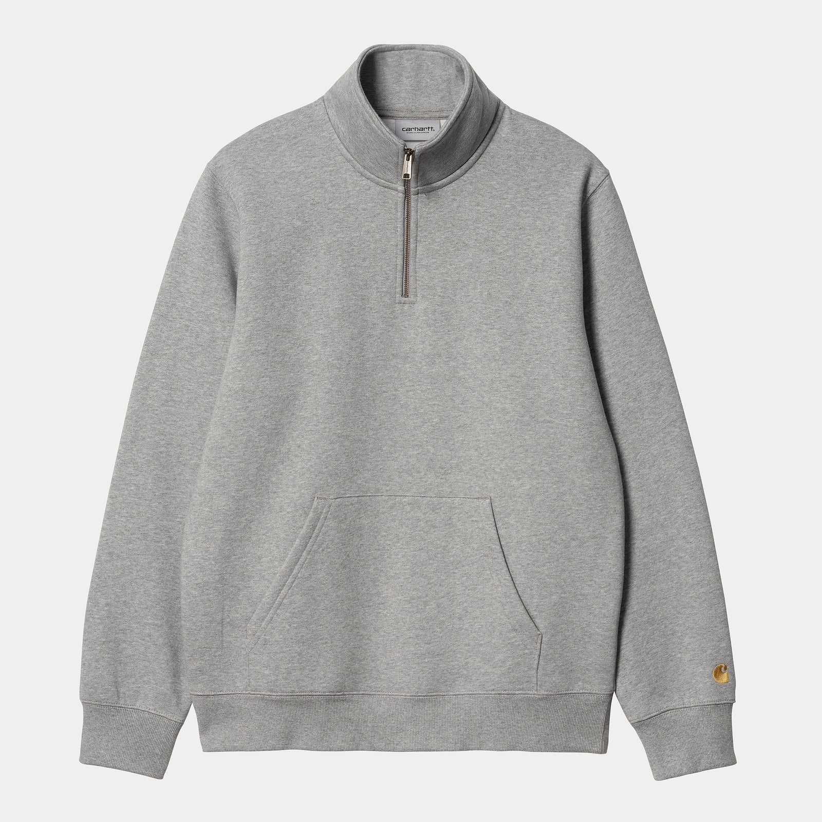 Carhartt WIP Chase Zip Neck - Grey Heather / Gold