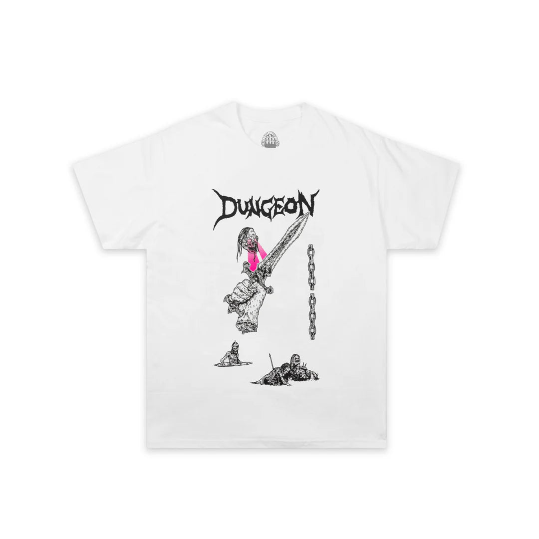 Dungeon Power Of Sword T-Shirt - White / Neon Pink