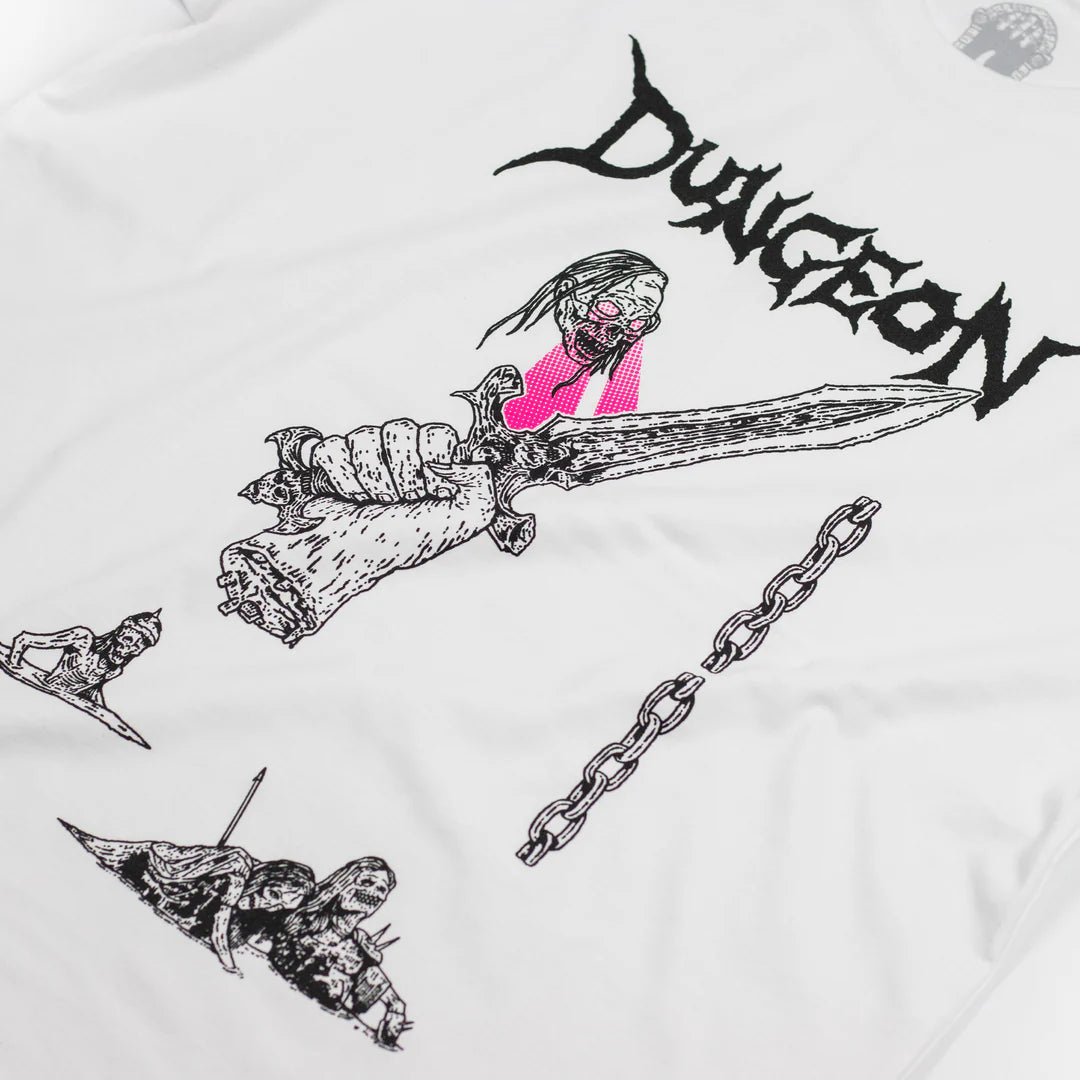 Dungeon Power Of Sword T-Shirt - White / Neon Pink