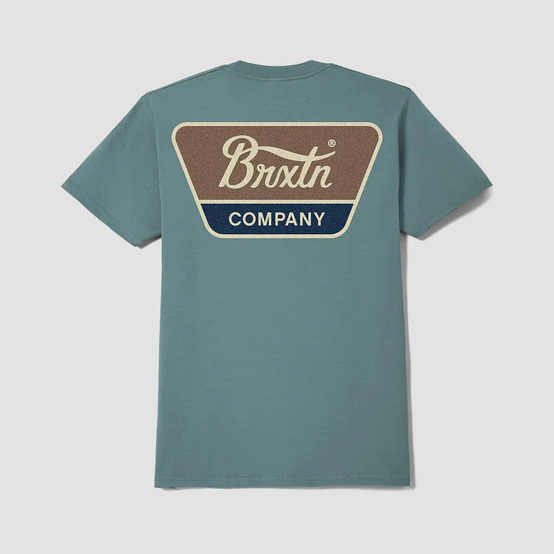 Brixton Linwood T-Shirt - Oceon Breeze / Brown