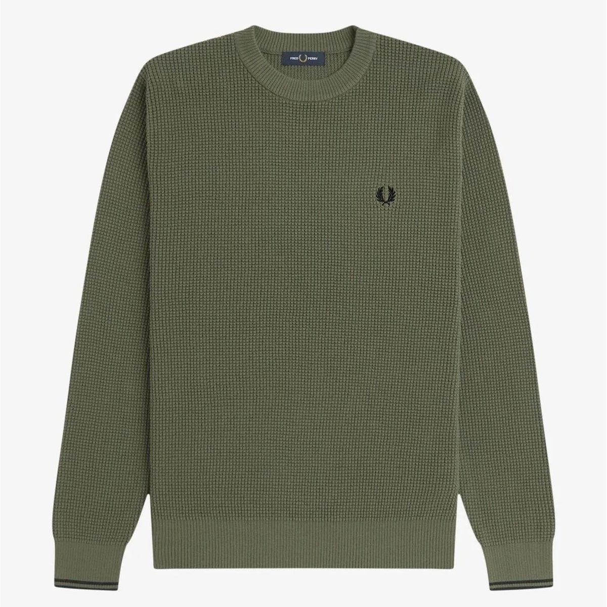 Fred Perry Waffle Stitch Jumper - Laurel Wreath Green