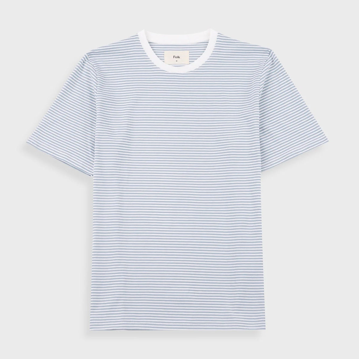 Folk 1X1 Stripe T-Shirt - Blue Oxide / Ecru