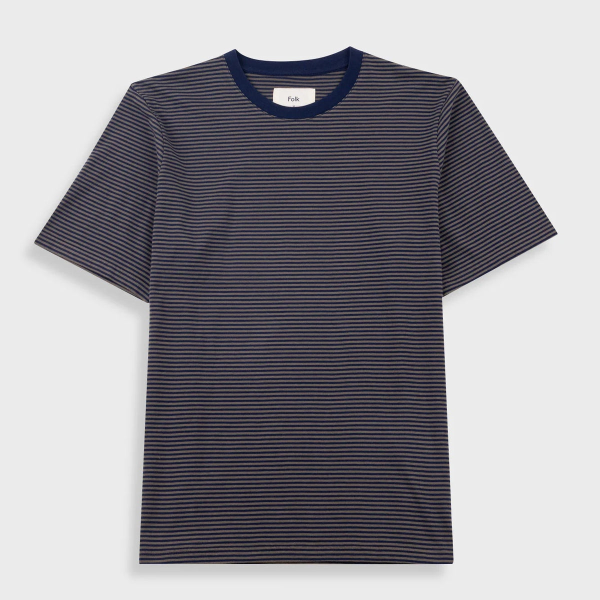 Folk 1X1 Stripe T-Shirt - Navy / Olive