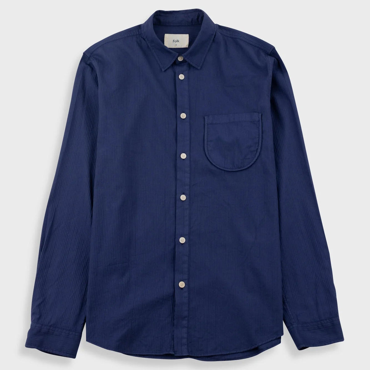 Folk Herringbone Curve Shirt - Soft Navy