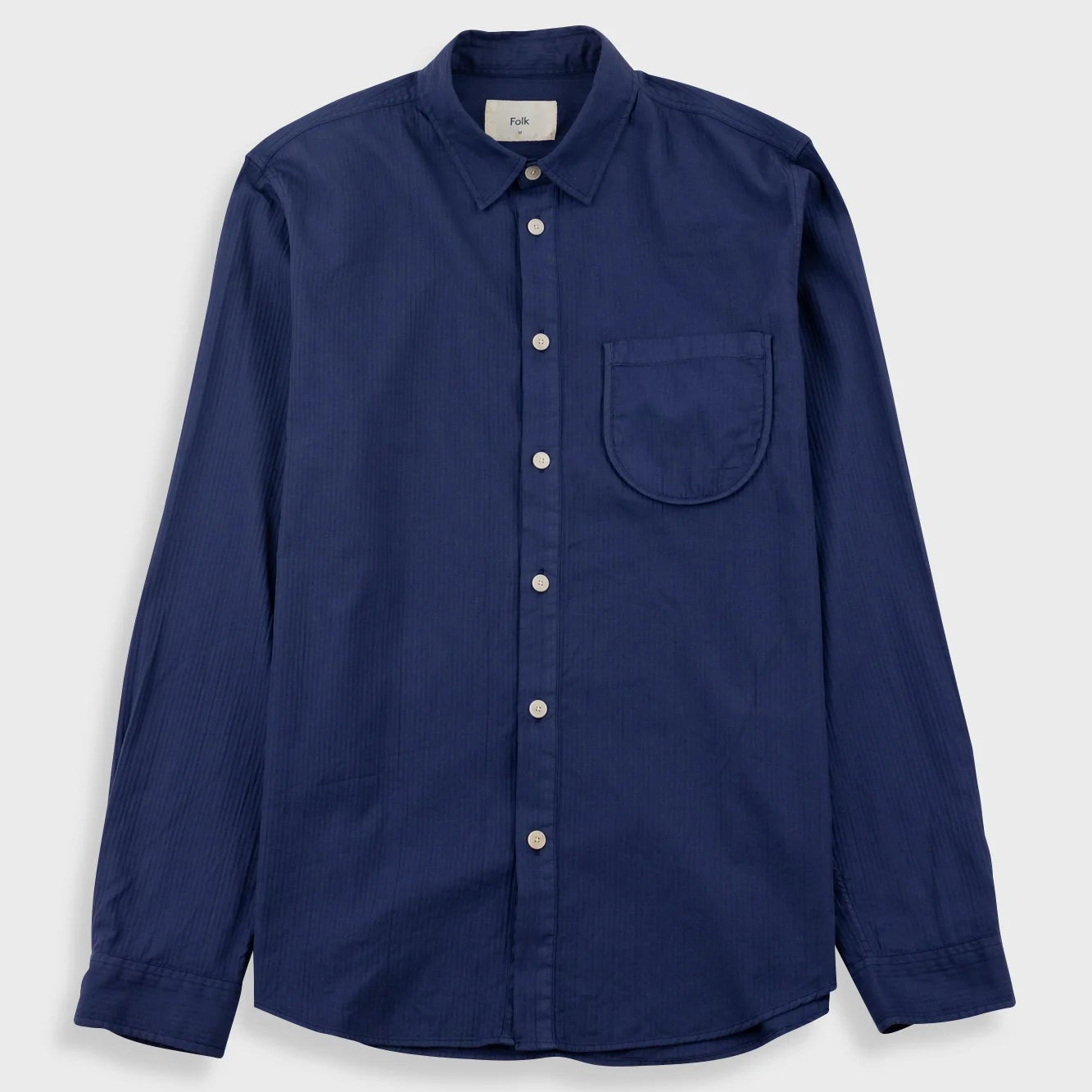 Folk Herringbone Curve Shirt - Soft Navy