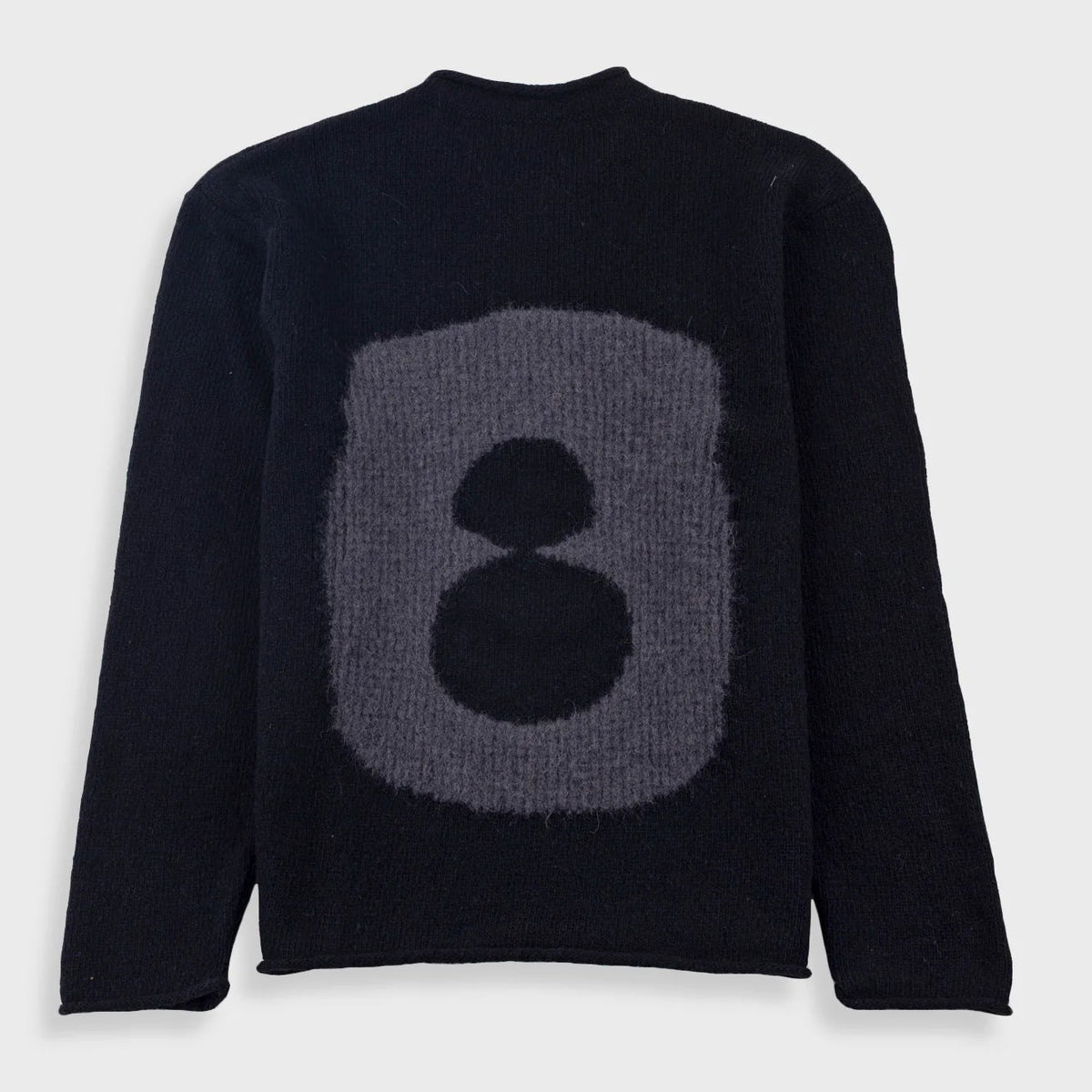 Folk Slouch Crew - Black Charcoal Cast Intarsia