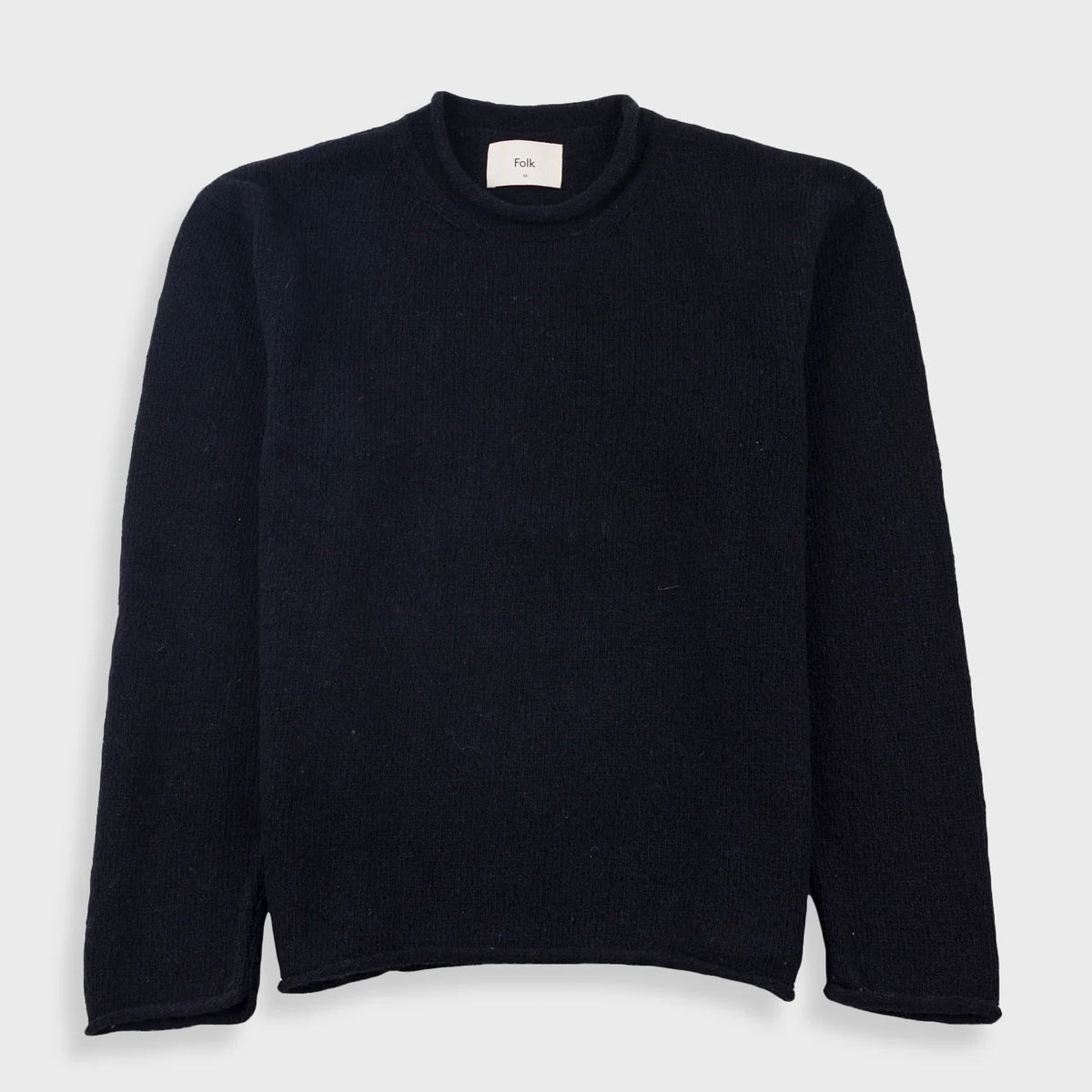 Folk Slouch Crew - Black Charcoal Cast Intarsia