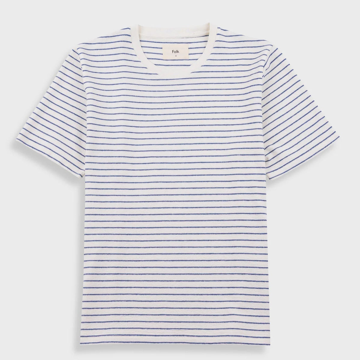 Folk Textured Stripe T-Shirt - Ecru / Soft Blue