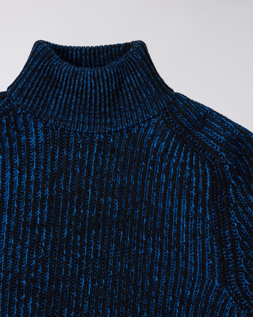 Edwin Roni High Collar Sweater - Black / Blue