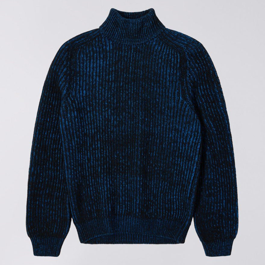 Edwin Roni High Collar Sweater - Black / Blue