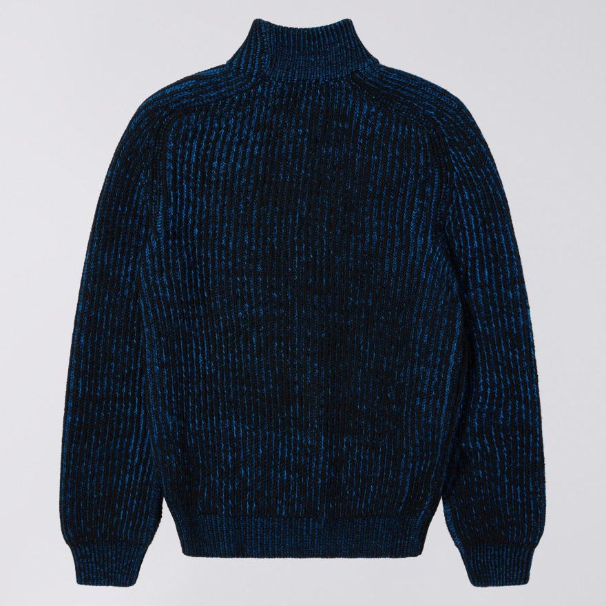Edwin Roni High Collar Sweater - Black / Blue