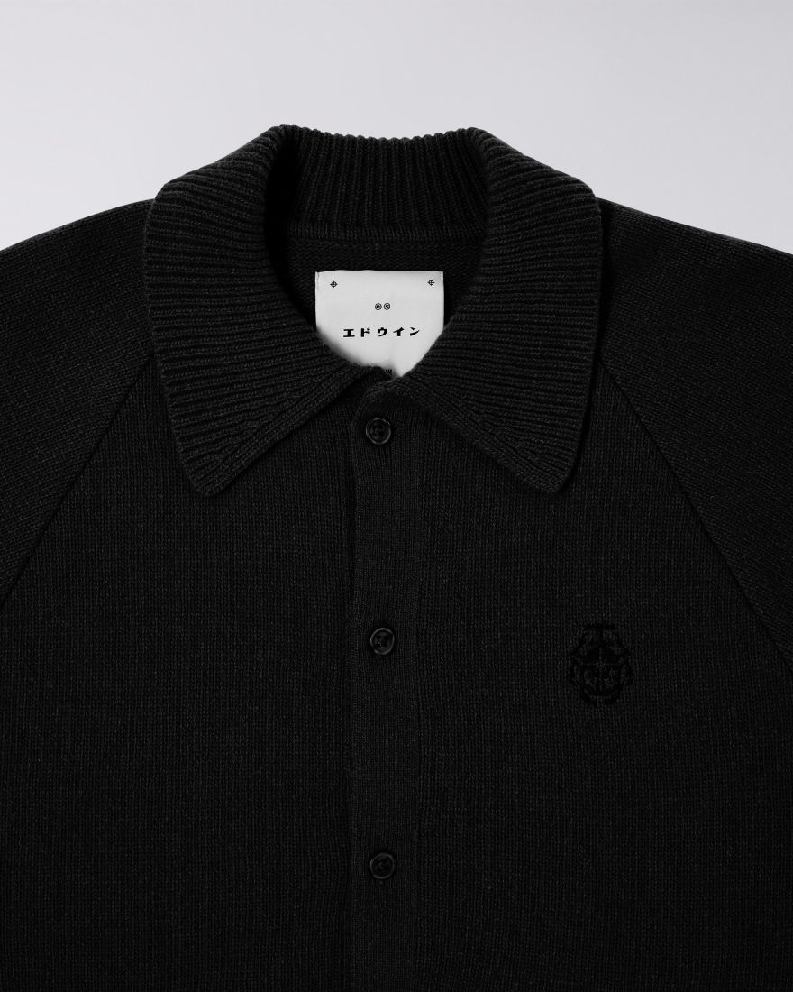 Edwin Mars Polo Cardigan - Black