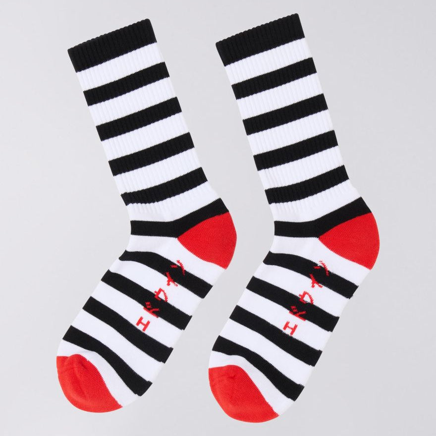 Edwin Stripy Socks - Black / White