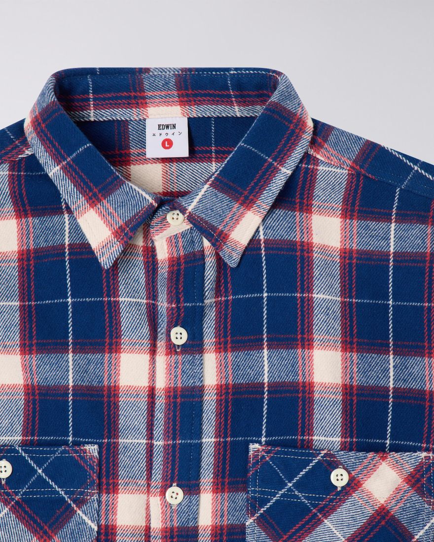 Edwin LS Work Shirt - Navy / Red