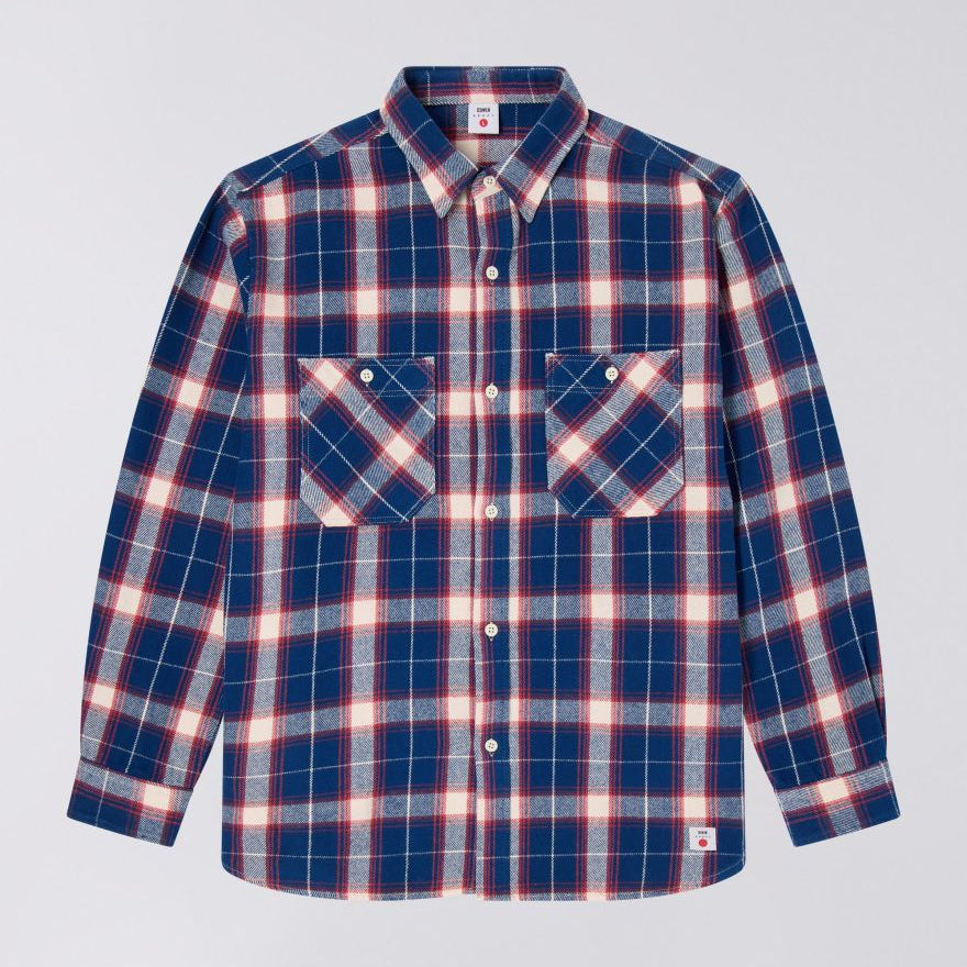 Edwin LS Work Shirt - Navy / Red