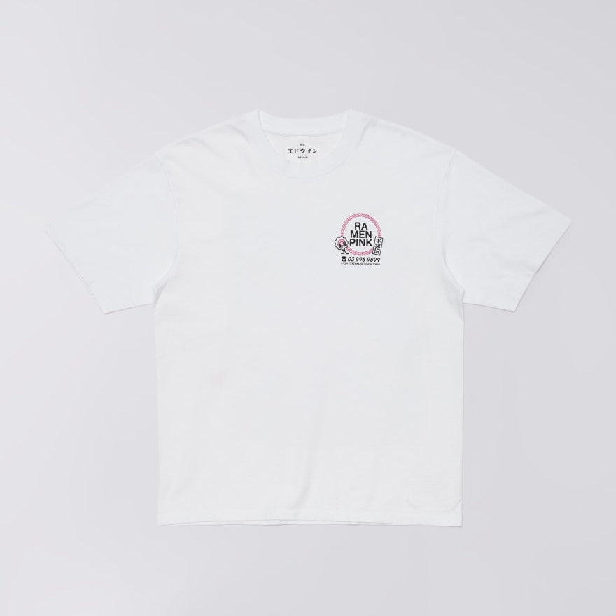 Edwin Ramen Pink T-Shirt - White