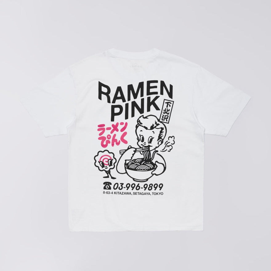 Edwin Ramen Pink T-Shirt - White
