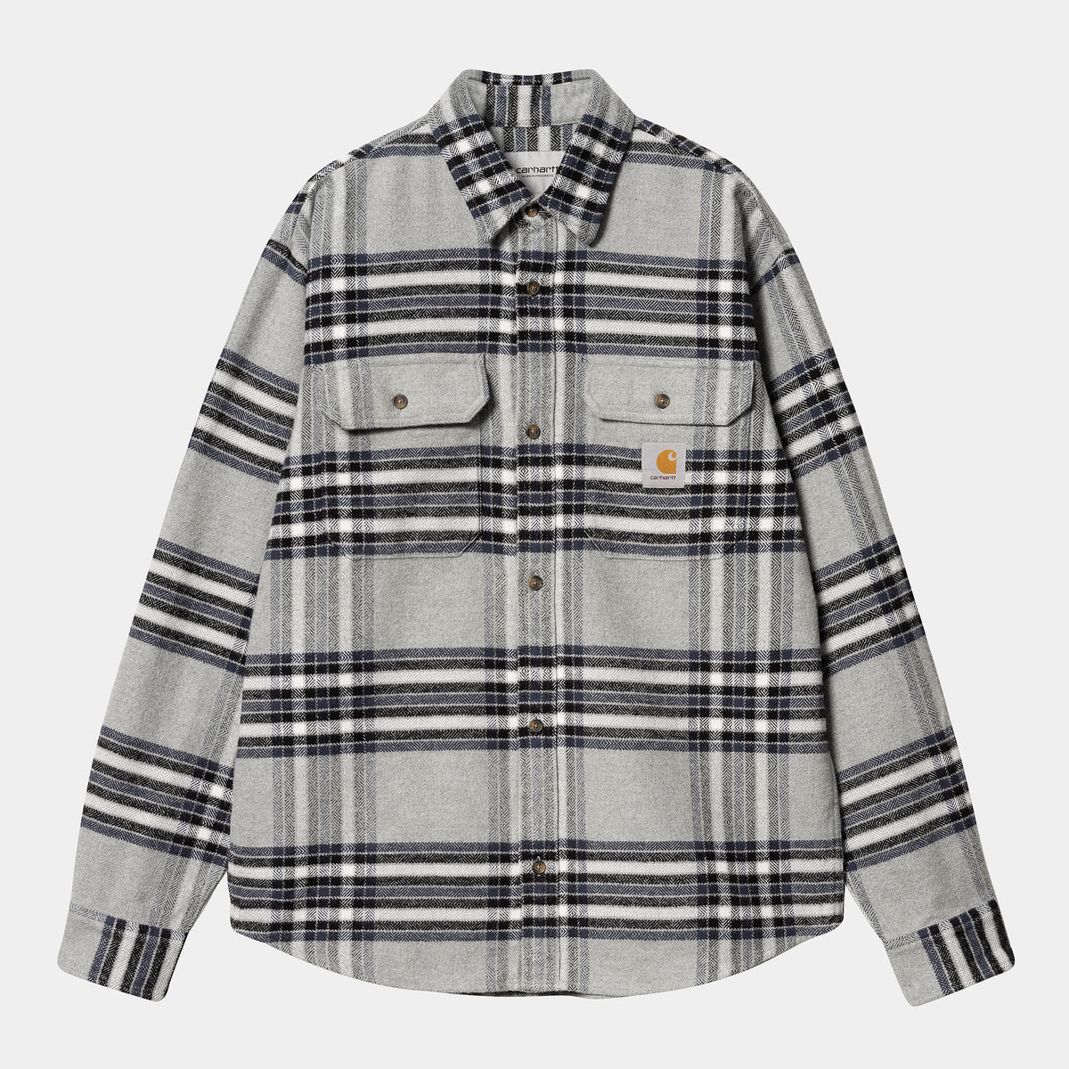 Carhartt WIP LS Hawkins Shirt - Grey Heather / Blue