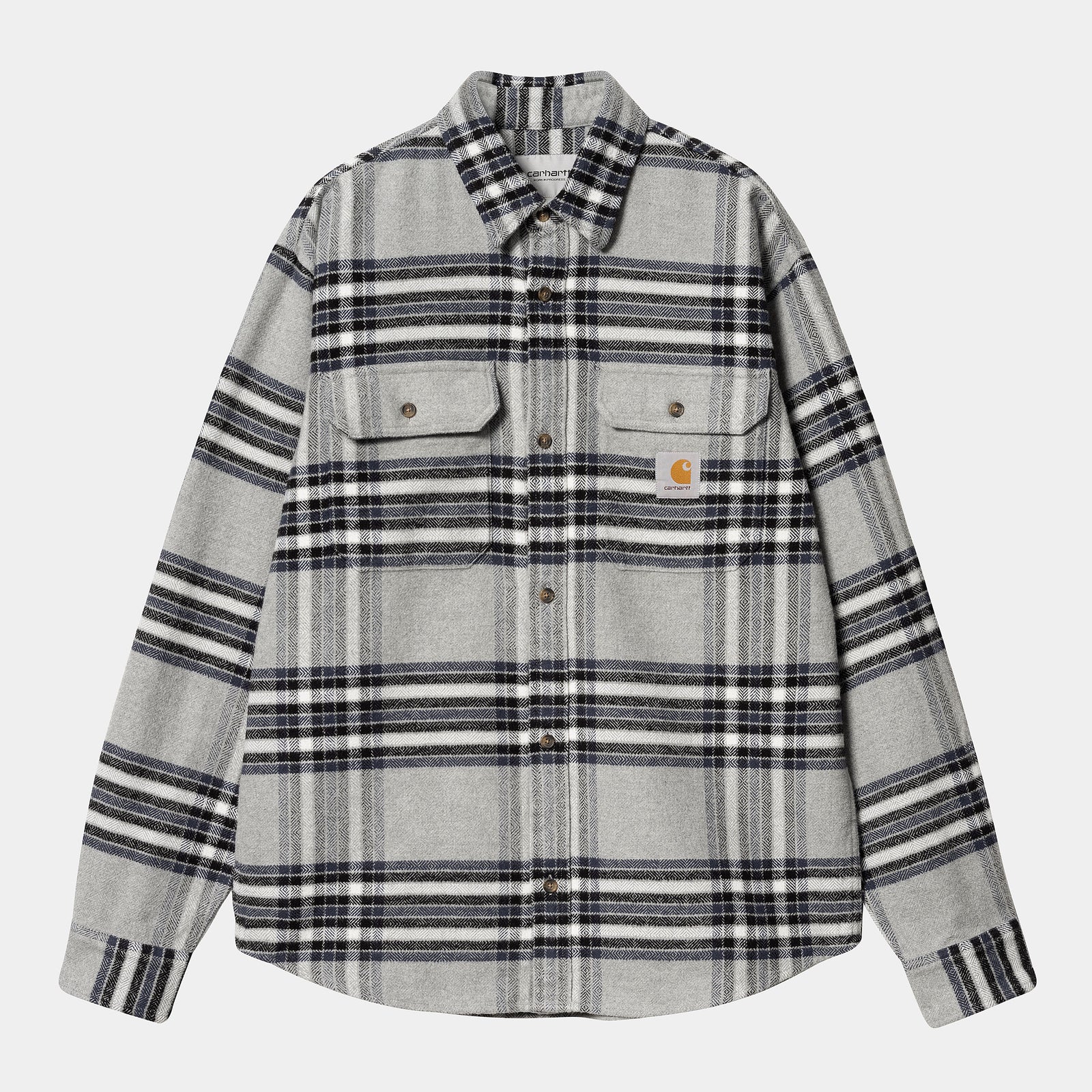 Carhartt WIP LS Hawkins Shirt - Grey Heather / Blue
