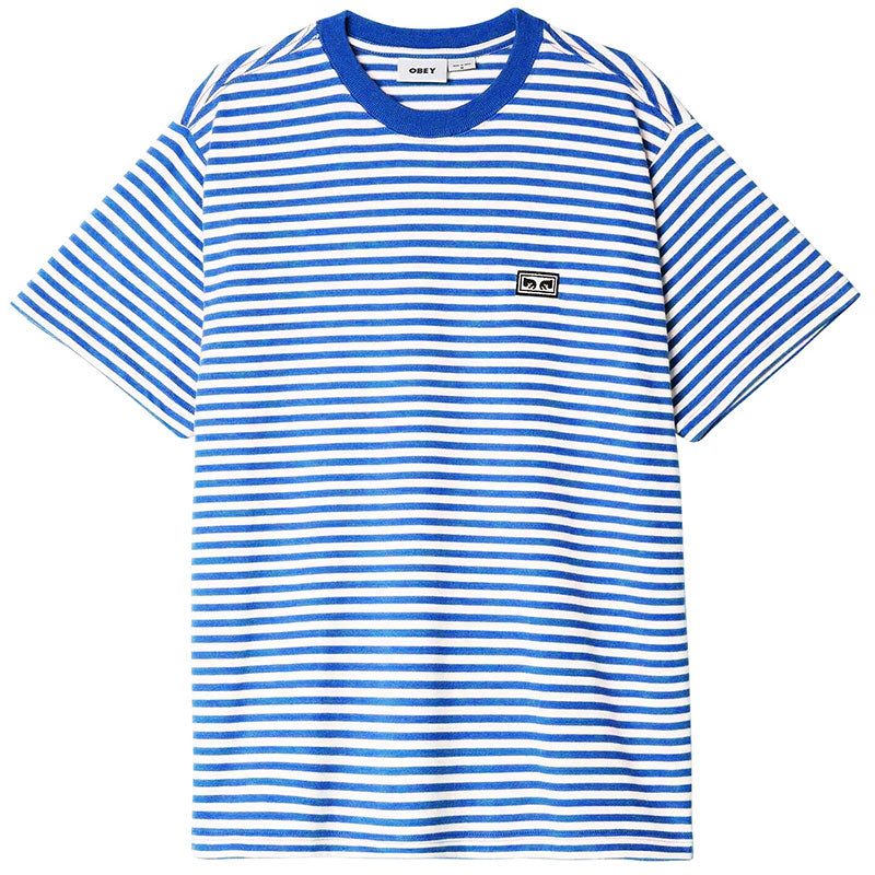 Obey Established Works Stripe T-Shirt - Surf Blue