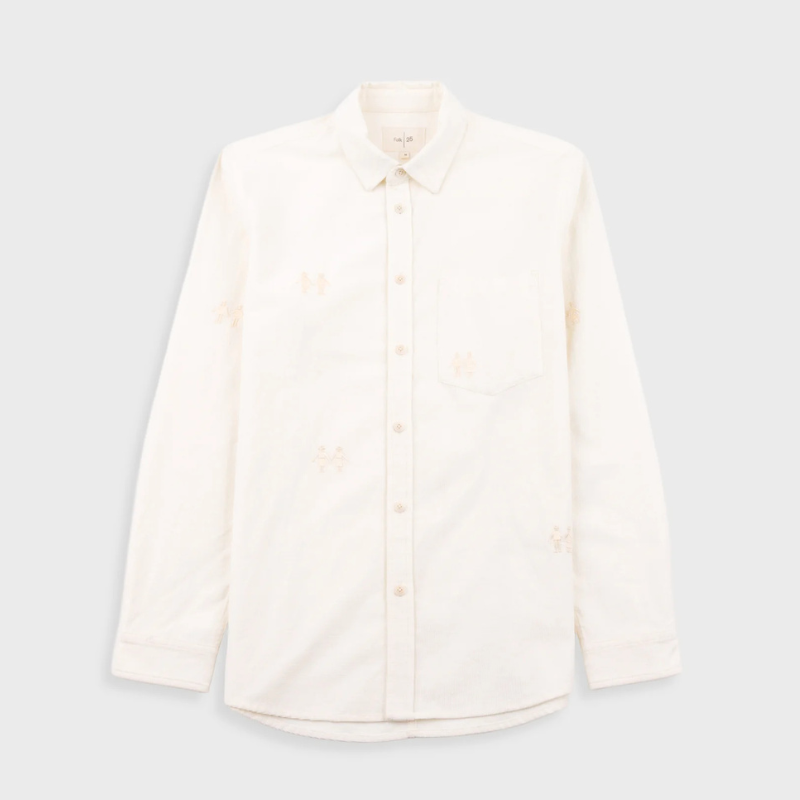 Folk Direction Babycord Shirt - Ecru Emb.