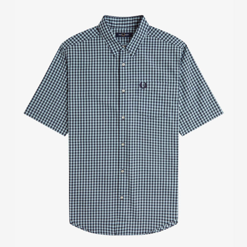 Fred Perry Gingham SS Shirt - Ball Boy Blue