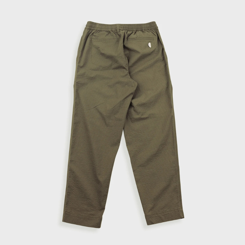 Folk Drawcord Assembly Pant - Dark Olive Seersucker