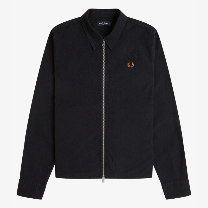 Fred Perry Seersucker Zip Overshirt - Black