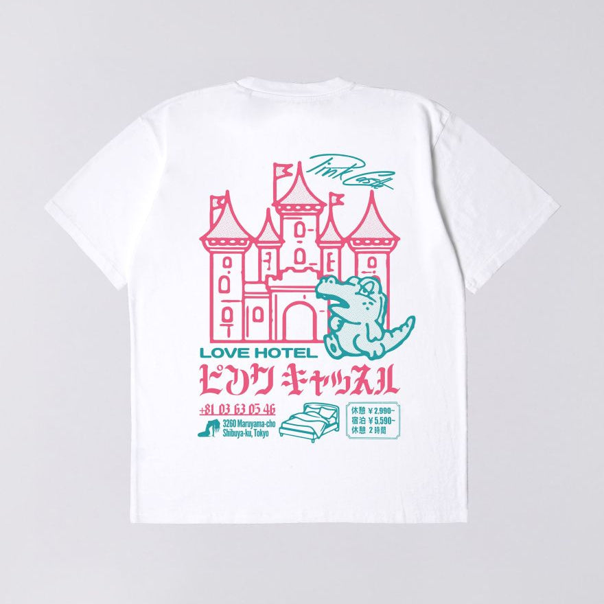 Edwin Pink Castle T-Shirt - White