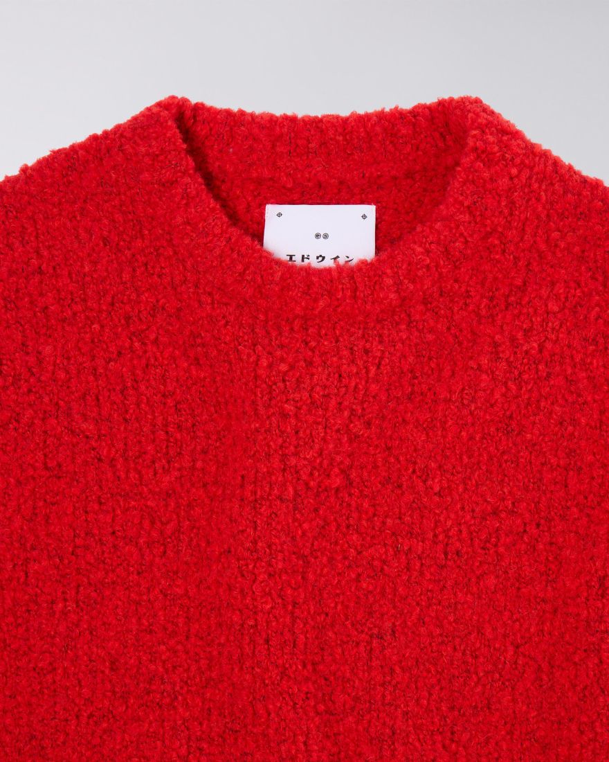 Edwin Dun Textured Sweater - Fiery Red