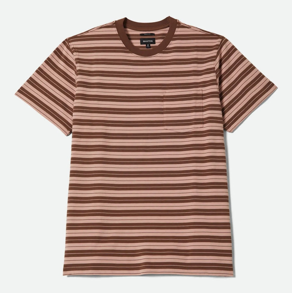 Brixton Nova Stripe Pocket T-Shirt - Pinecone Brown / Silver Pink