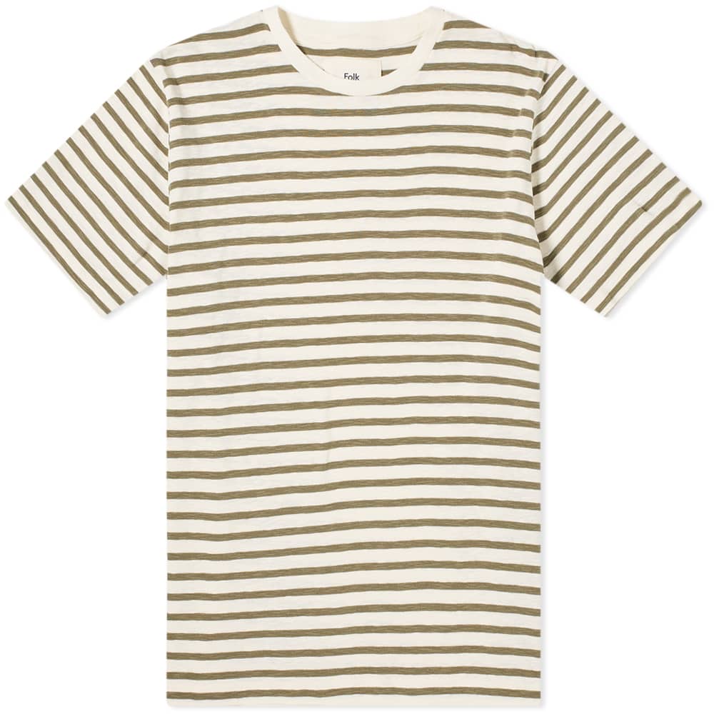 Folk Classic Stripe T-Shirt - Ecru Woad