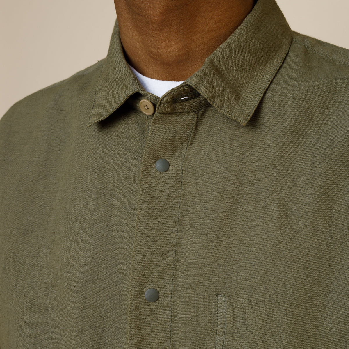 Folk Stitch Pocket Shirt - Washed Olive