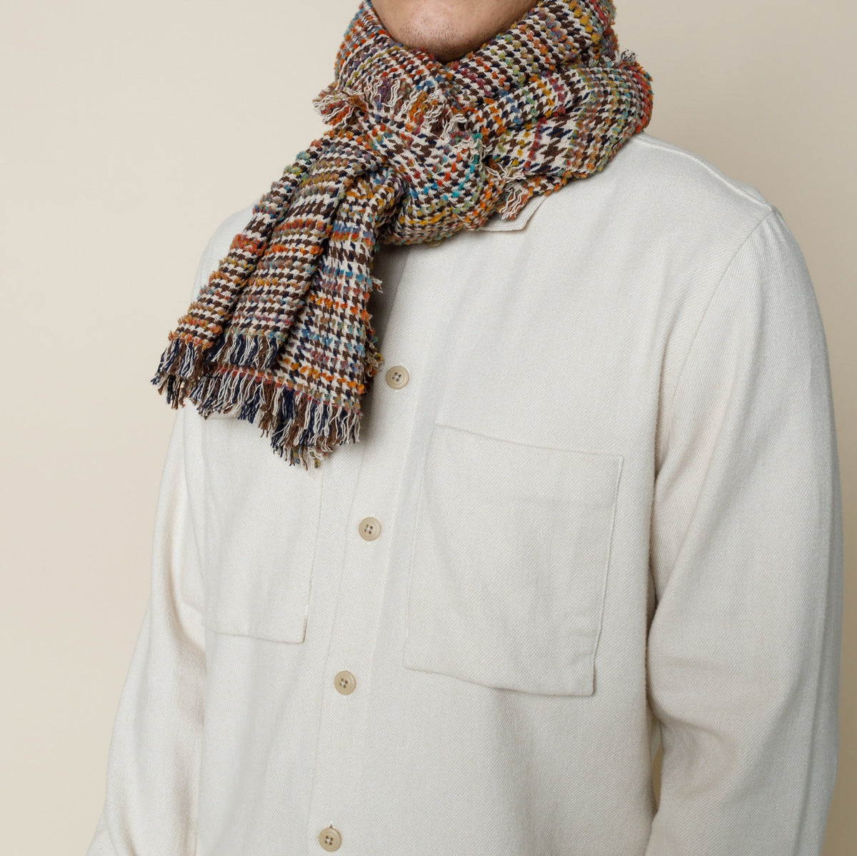 Folk Shirt Jacket Brushed Ecru