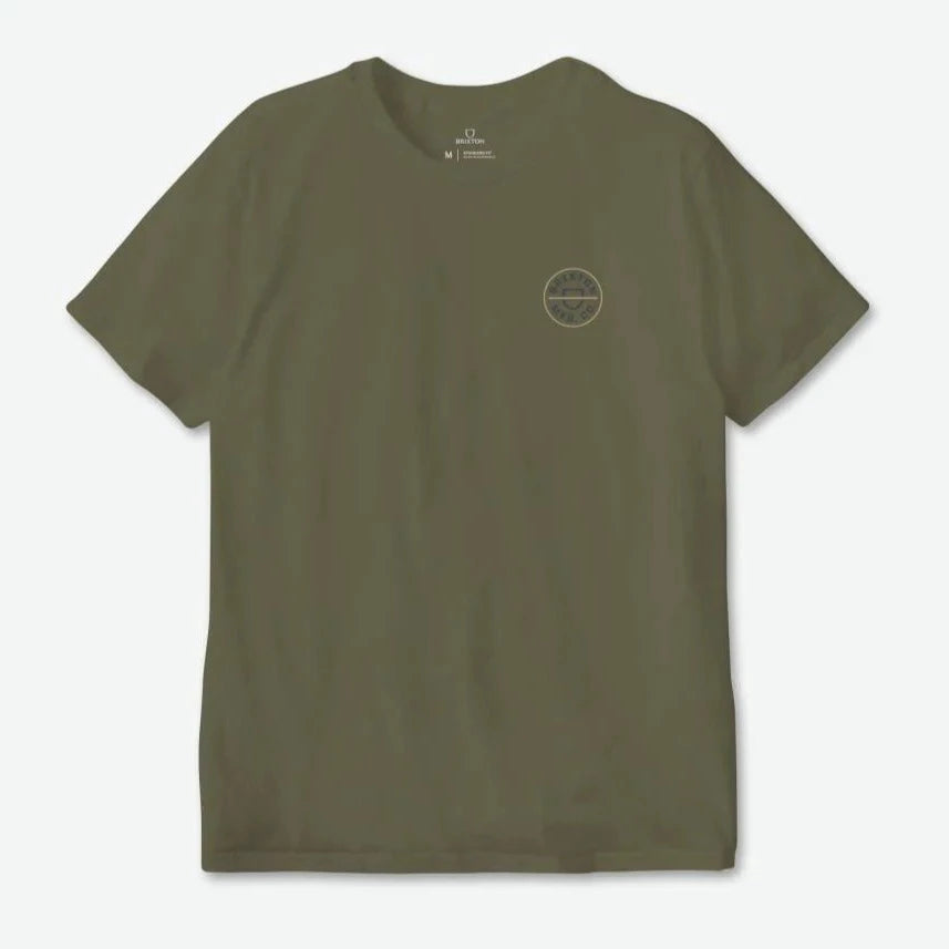 Brixton Crest T-Shirt - Olive Surplus / Washed Navy / Sand
