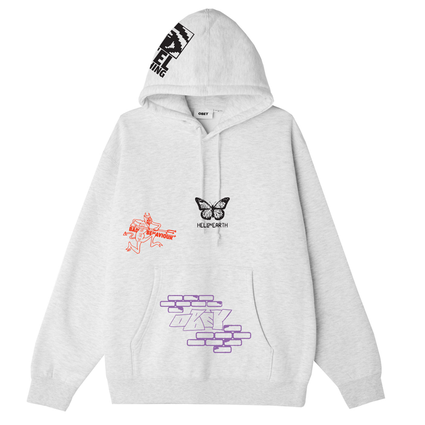 Obey Feel Nothing Hood - Ash Grey