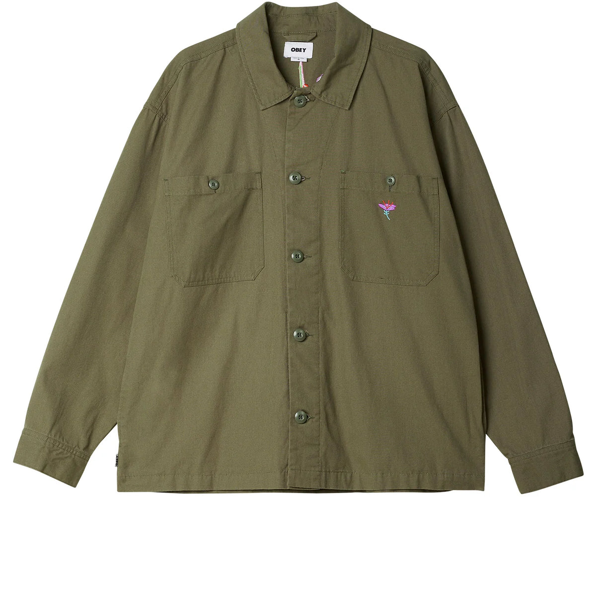 Obey Contrast Shirt Jacket - Smokey Olive
