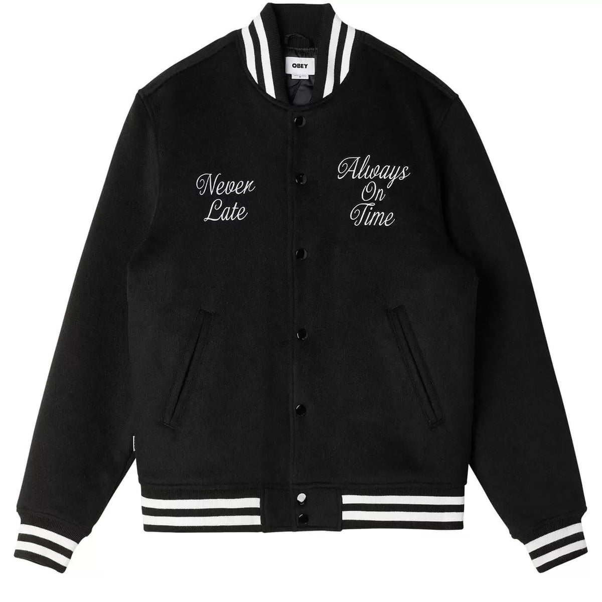 Obey Time Varsity Jacket - Black